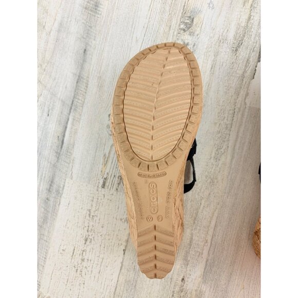 Crocs A Leigh Wedge Sandals Womens 9 Strappy Slip On Comfort Shoes Cork Heel - Picture 11 of 12